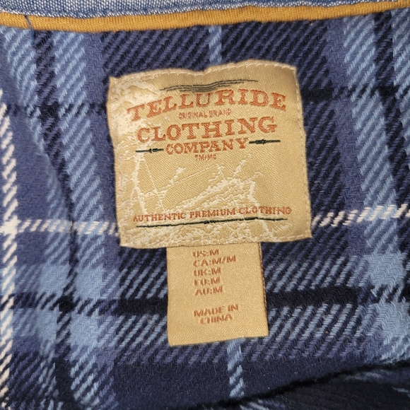 Telluride Clothing Company‎ Blue Plaid Button-Up Shirt Size Medium - Picture 5 of 5